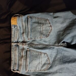 American Eagle Outfitters Light Blue Jeans with Tan Patch